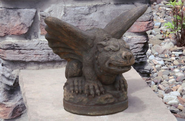 Gargoyle Bat Cast Stone Sculpture Aritectural Spout Medevil Decor